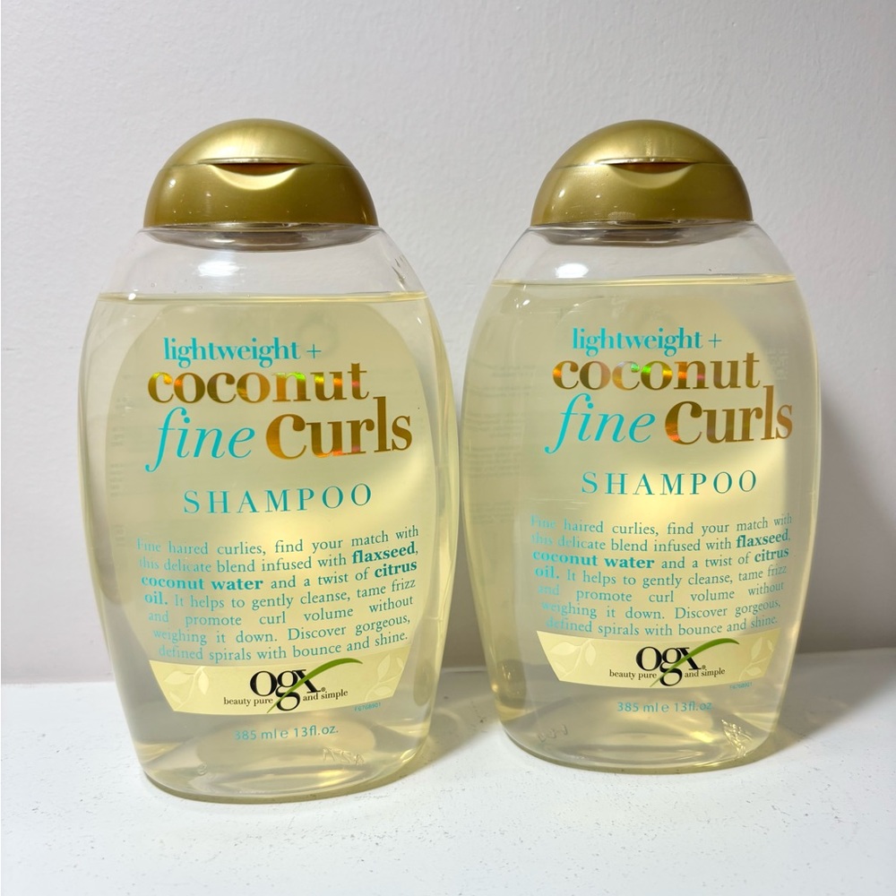 2 Pack OGX Lightweight Coconut Fine Curls Shampoo 13 Fl Oz